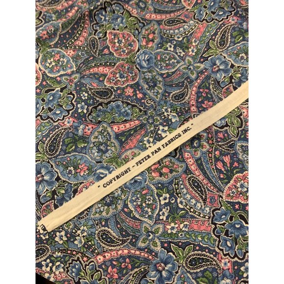Paisley Floral Cotton Fabric Peter Pan Fabrics Inc 18"x22" Fat Quarter Blue Pink - Picture 4 of 4